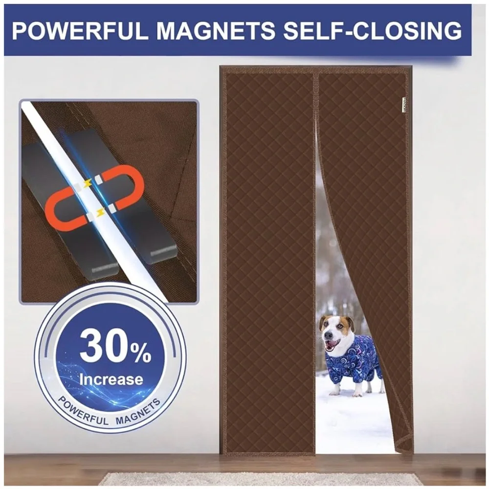 Magnetic Thermal Insulated Door Curtain Fits Door Size 72" x 80" - Picture 4 of 5